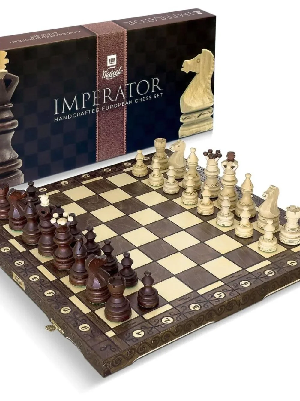 Imperator 21-Inch Luxury Wooden Chess Set for Adults and Kids - Handcrafted from